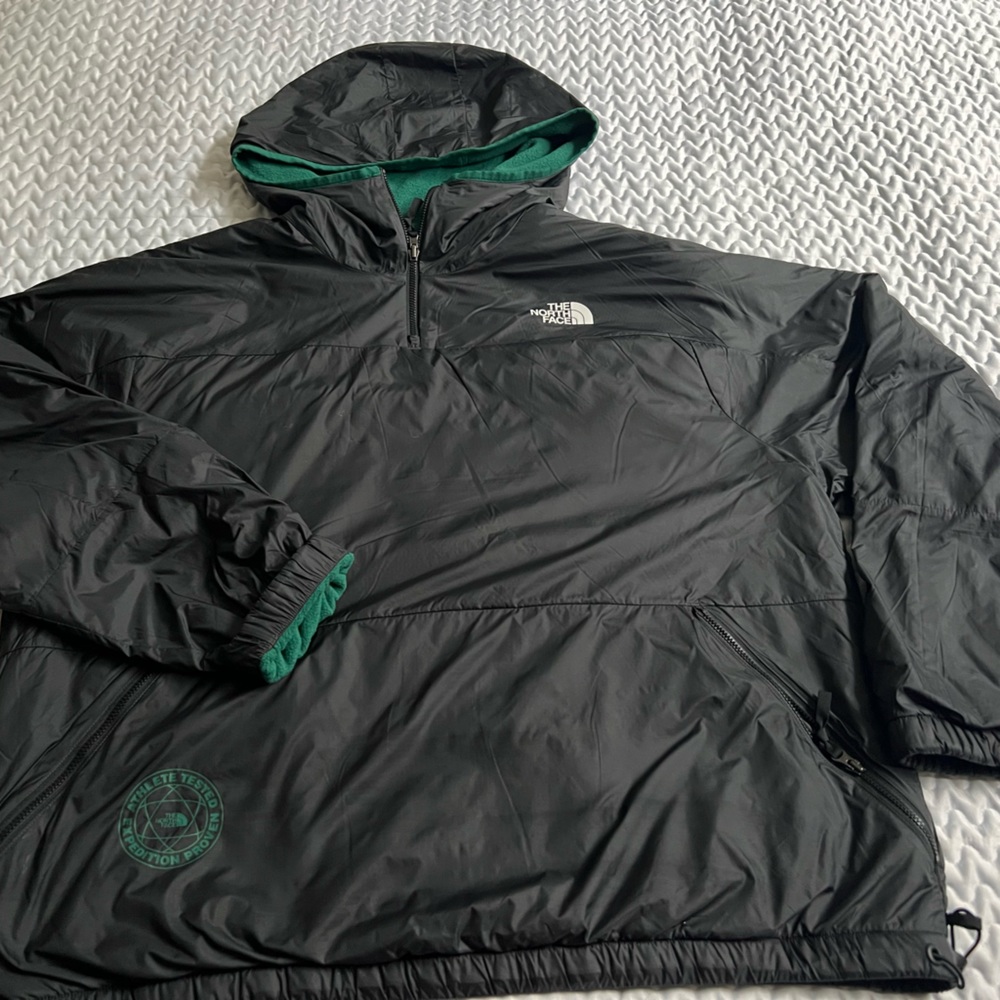 Reversible North Face fleece/nylon windbreaker pullover.